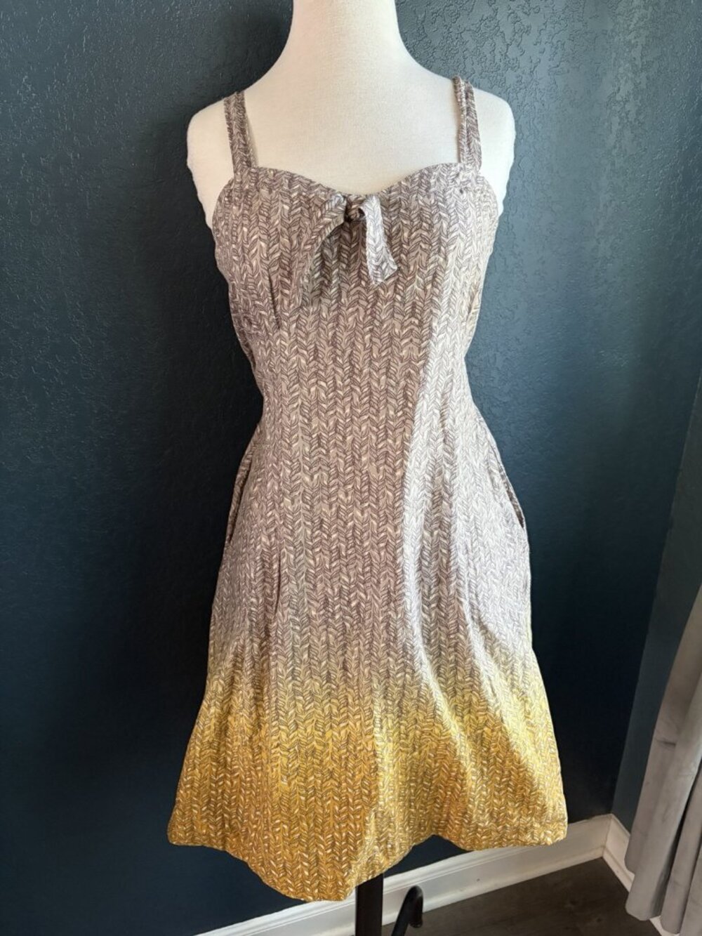 Eloise Anthropologie Ombré Sweetheart Sundress Sz XS 100% Cotton